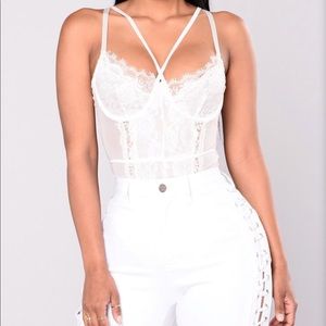 White Sheer Lace Bodysuit